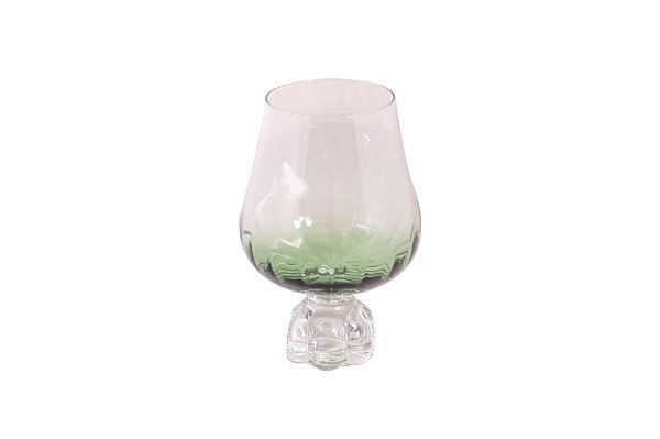 TAÇA FLOR EM VIDRO TRANSPARENTE E VERDE