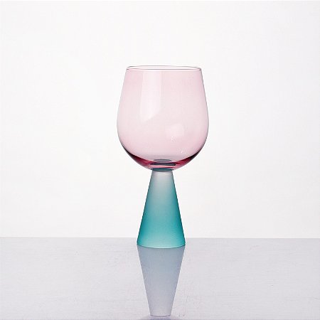 TAÇA SOL EM VIDRO ROSA E AZUL
