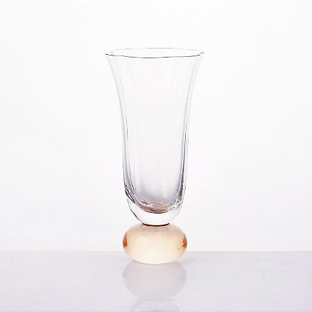 TAÇA FLOR ALTA EM VIDRO ESFERA LARANJA