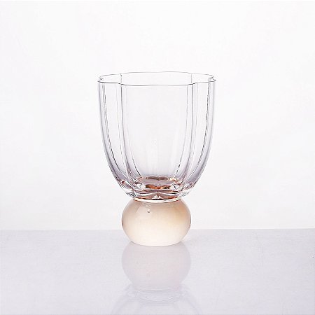 TAÇA FLOR BAIXA EM VIDRO ESFERA LARANJA