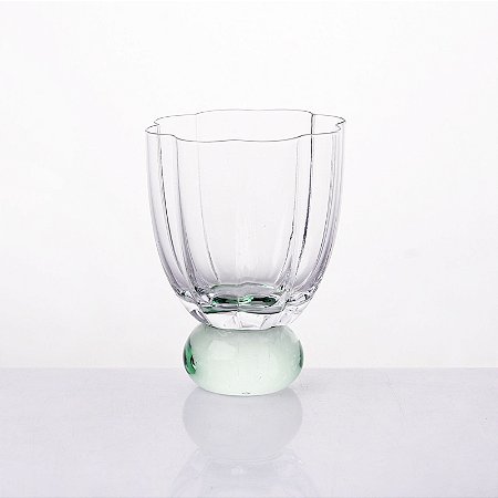 TAÇA FLOR BAIXA EM VIDRO ESFERA VERDE