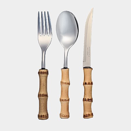 FAQUEIRO DE MESA - 18 pçs (com faca BBQ) - BAMBU