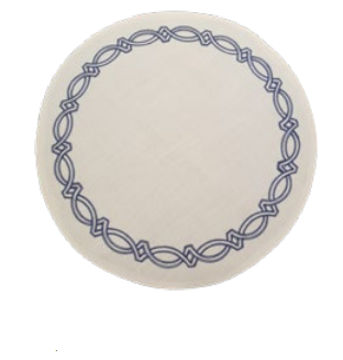 JOGO AMERICANO TRULY REDONDO BRANCO COM BORDADO AZUL