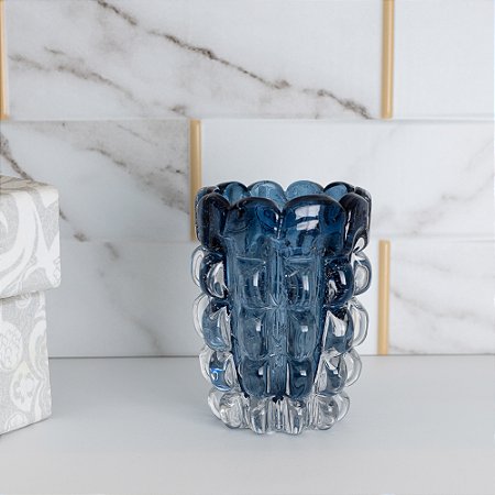 VASO DE VIDRO ITALY AZUL - PP