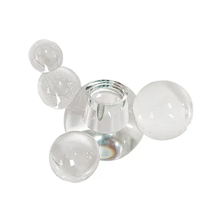 CASTIÇAL BOLAS EM VIDRO TRANSPARENTE