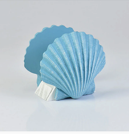 PORTA GUARDANAPO DE PAPEL CONCHA DO MAR AZUL CLARO