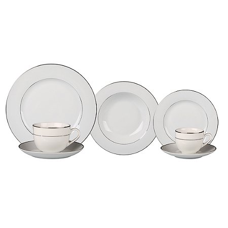 APARELHO DE JANTAR MAJESTY SILVER EM PORCELANA - 42 peças