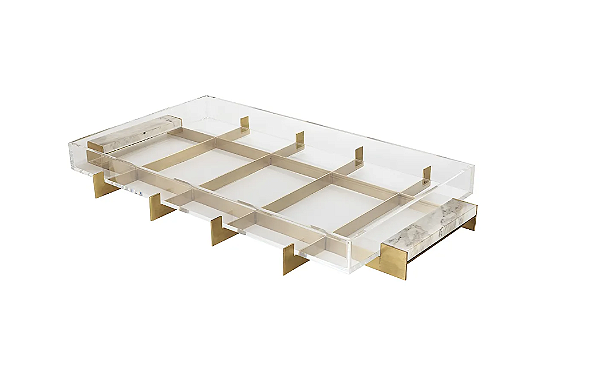 BANDEJA FLOAT GOLD24K COM FUNDO DE ACRÍLICO