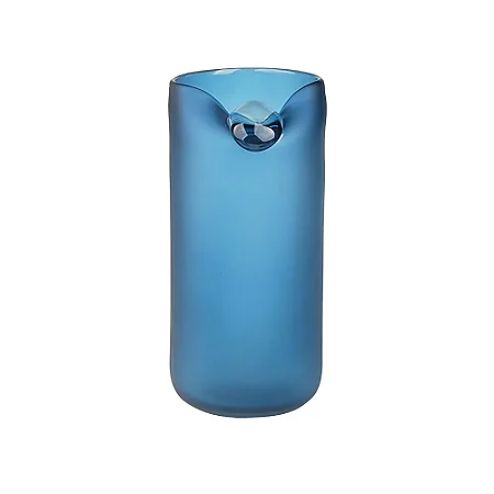VASO ALTO DECORATIVO EM VIDRO COM DETALHE BOLA AZUL