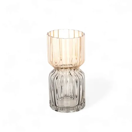VASO EM VIDRO G - ÂMBAR E CINZA