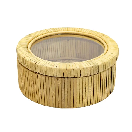 CAIXA DECORATIVA REDONDA EM RATTAN P
