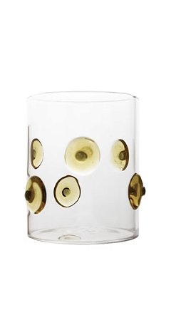 CONJ. 6 COPOS VIDROS COM BOLAS ÂMBAR