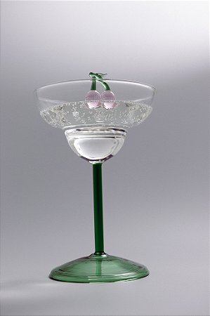 CONJ. 6 TAÇAS DRINK COM CEREJA E BASE VERDE