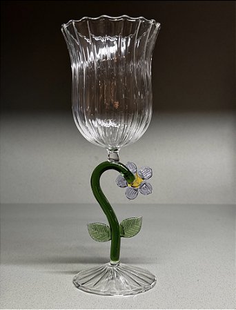 CONJ. 6 TAÇAS COM FLORES E BASE VERDE