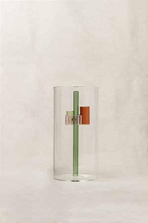 VASO DE VIDRO COM APOIO INTERNO COLORIDO - M
