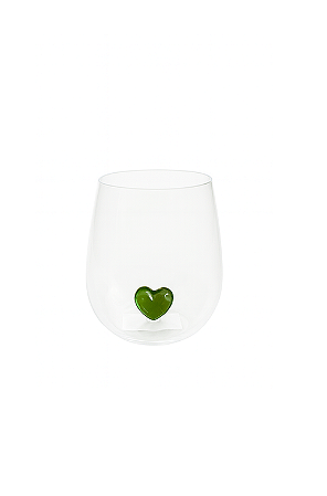COPO DE VIDRO COM CORAÇÃO VERDE