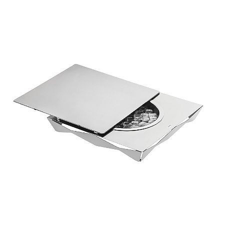 BANDEJA / PORTA FRIOS ORIGAMI QUADRADA INOX COM GELEIRA