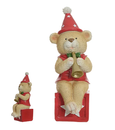 URSO DE NATAL MÚSICO COM TROMBETA