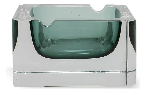 CINZEIRO EM VIDRO VERDE ESTILO MURANO