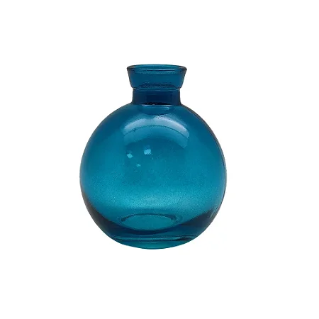 MINI VASO COLLOR BOJUDO DECORATIVO EM VIDRO AZUL