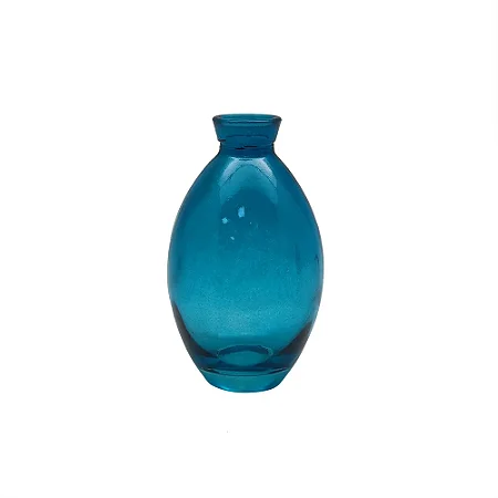 VASO COLLOR BOJUDO DECORATIVO EM VIDRO AZUL - P