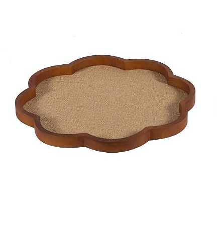 BANDEJA MADEIRA ESCURA FLOR COM TRAMA NATURAL - M