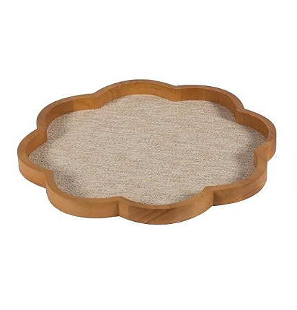 BANDEJA MADEIRA CLARA FLOR COM TRAMA NATURAL - M