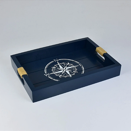 BANDEJA AZUL MARINHO ROSA DOS VENTOS COM ALÇA