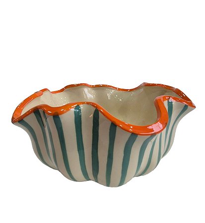 VASO DE CERÂMICA AZUL LISTRADO