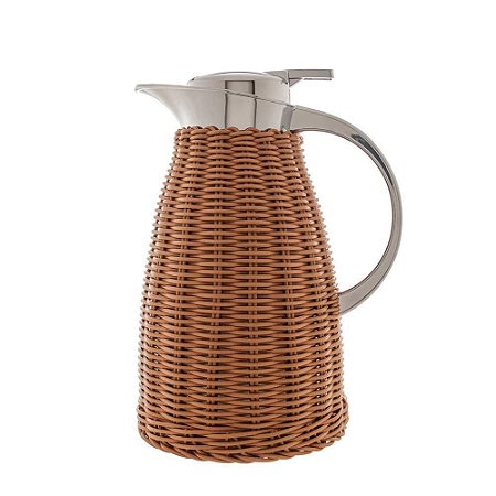 GARRAFA TÉRMICA AÇO INOX C/ RATTAN MARROM ARTIFICIAL 1,5L
