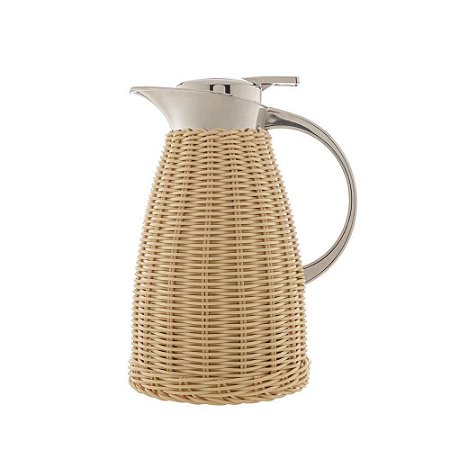 GARRAFA TÉRMICA AÇO INOX C/ RATTAN BEGE ARTIFICIAL 1,5L