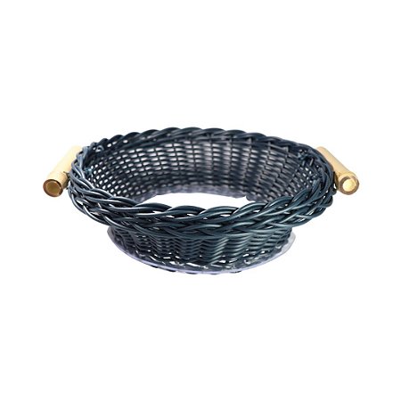 CESTA DE PÃO TRANCOSO REDONDA VIME C/ALÇA DE BAMBU M - AZUL MARINHO
