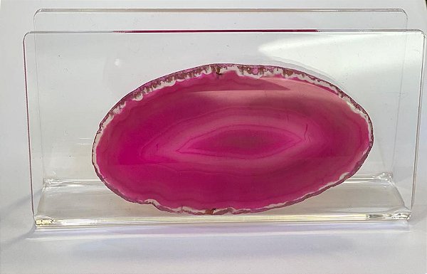 Porta guardanapo Acrílico com Ágata Rosa