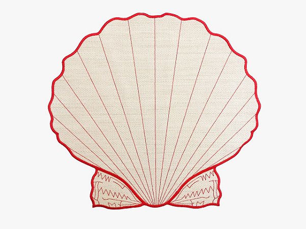 JOGO AMERICANO CONCHA - OFF WHITE E VERMELHO