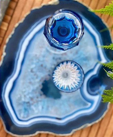 CHAPA EM ÁGATA NATURAL - AZUL