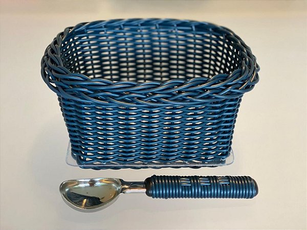 KIT TRANCOSO PARA SORVETE C/ COLHER - AZUL MARINHO