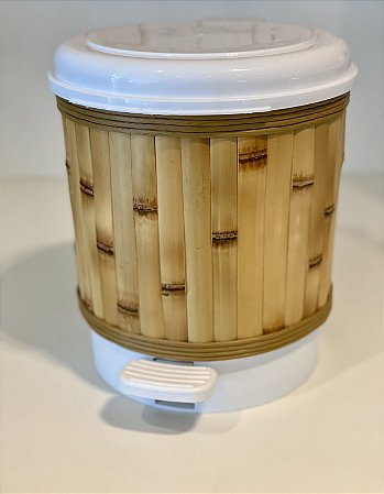 LIXEIRA C/ PEDAL  DE BAMBU NATURAL