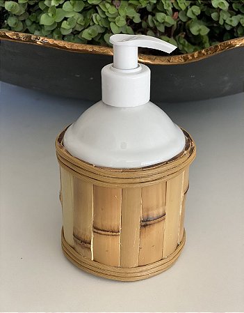 PORTA SABONETE LÍQUIDO / SABONETEIRA LAVABO - BAMBU NATURAL
