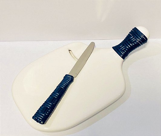 TÁBUA TRANCOSO PORCELANA COM FACA - AZUL MARINHO