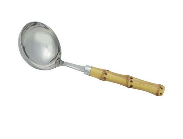 CONCHA PARA SOPA / FEIJÃO DE AÇO INOX C/ CABO DE PLASTICO BAMBU - 19,5CM
