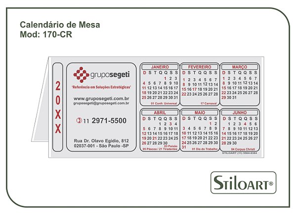 Calendário de Mesa 170-CR