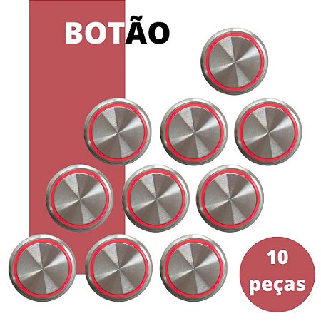 Kit 10 Botões de Chamada de Elevador 3 vias Vermelho - Tipo Neo