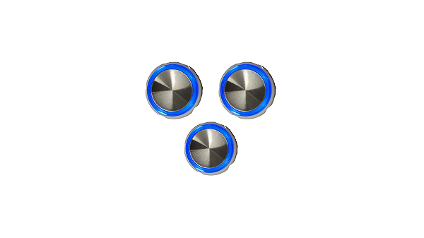 Kit 3 Botão Chamada Côncavo Espelhado Led Azul 4 Vias Neo 24v Otis
