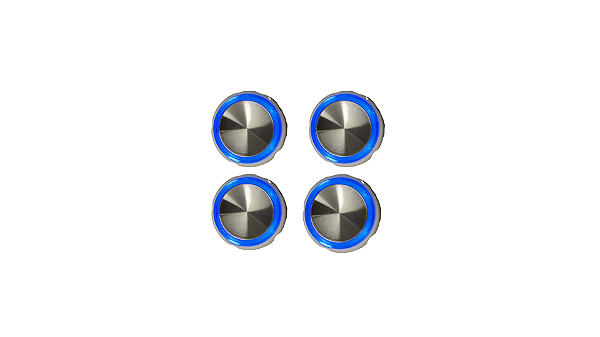 Kit 4 Botão Chamada Côncavo Espelhado Led Azul 4 Vias Neo 24v Otis