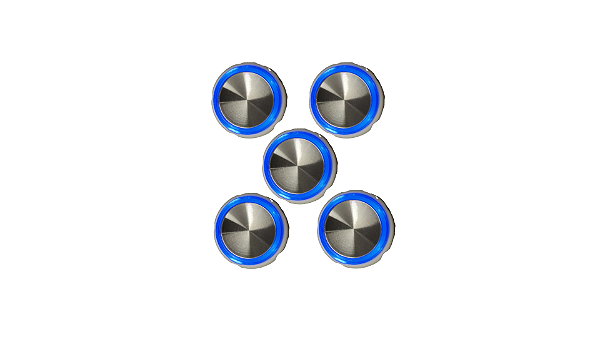 kit 5 Botão Chamada Côncavo Espelhado Led Azul 4 Vias Neo 24v Otis