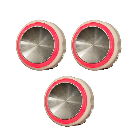 Kit 3 Botão Neo Otis Côncavo Espelhado Led Vermelho 4 Vias