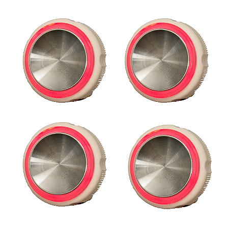 Kit 4 Botão Neo Otis Côncavo Espelhado Led Vermelho 4 Vias