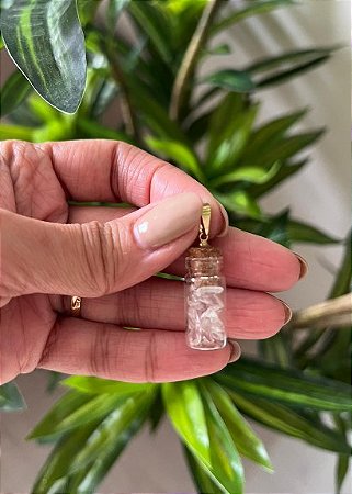 Pingente Quartzo Cristal - Dourado