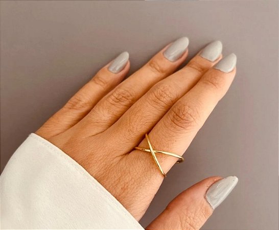 Anel X dourado