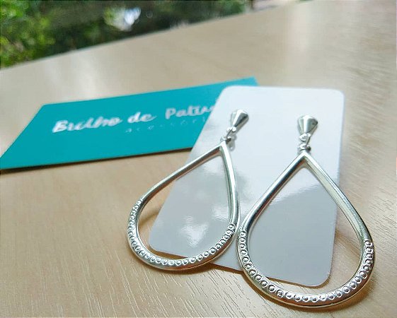 Brinco gota vazada - Prata 925